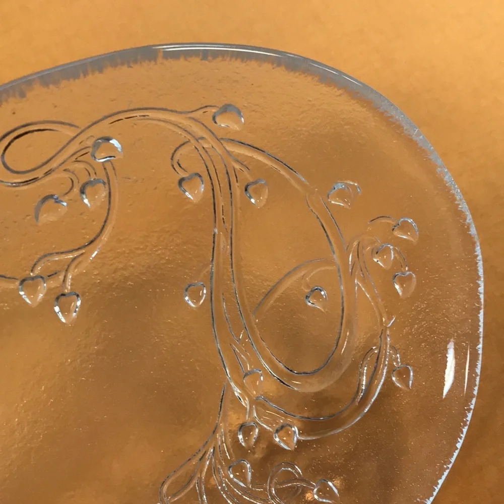 Vintage Frosted Glass Serving Dish with Handle‎